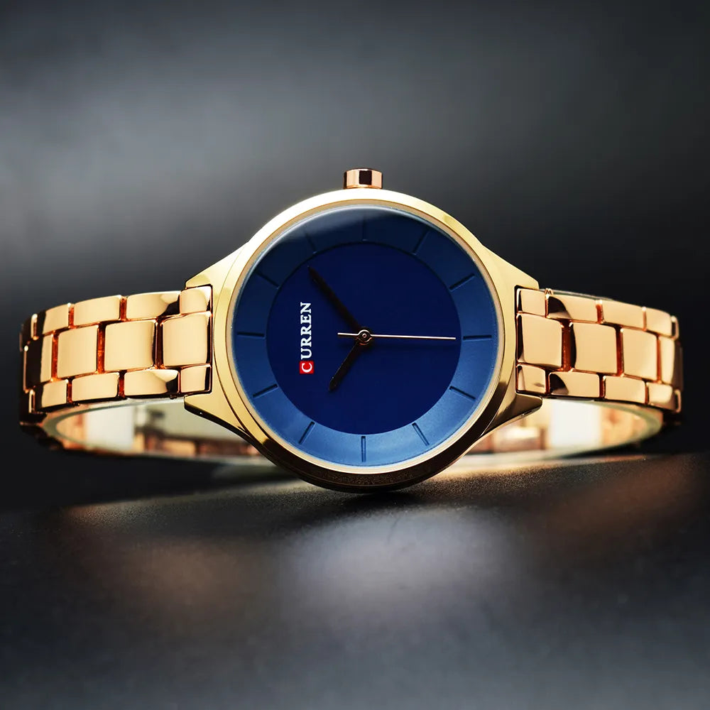 Elegant CURREN Rose Gold Women's Quartz Watch - Stylish Ladies Timepiece with Stainless Steel Bracelet
