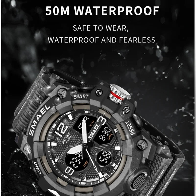 SMAEL Military Sport Watch: Alarm Stopwatch LED Waterproof Men's Watch