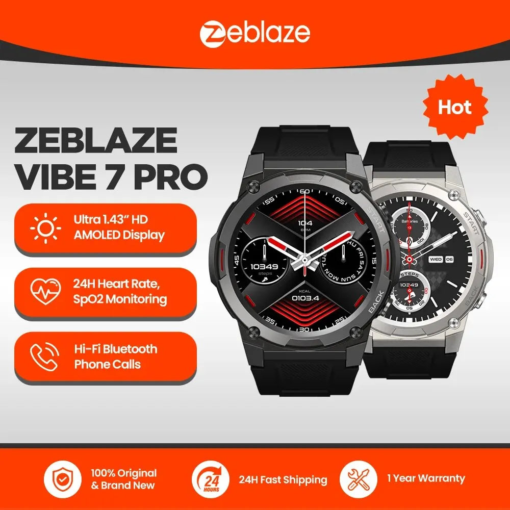 Zeblaze VIBE 7 PRO Military Toughness Smartwatch with Voice Calling and Hi Fi Phone Calls