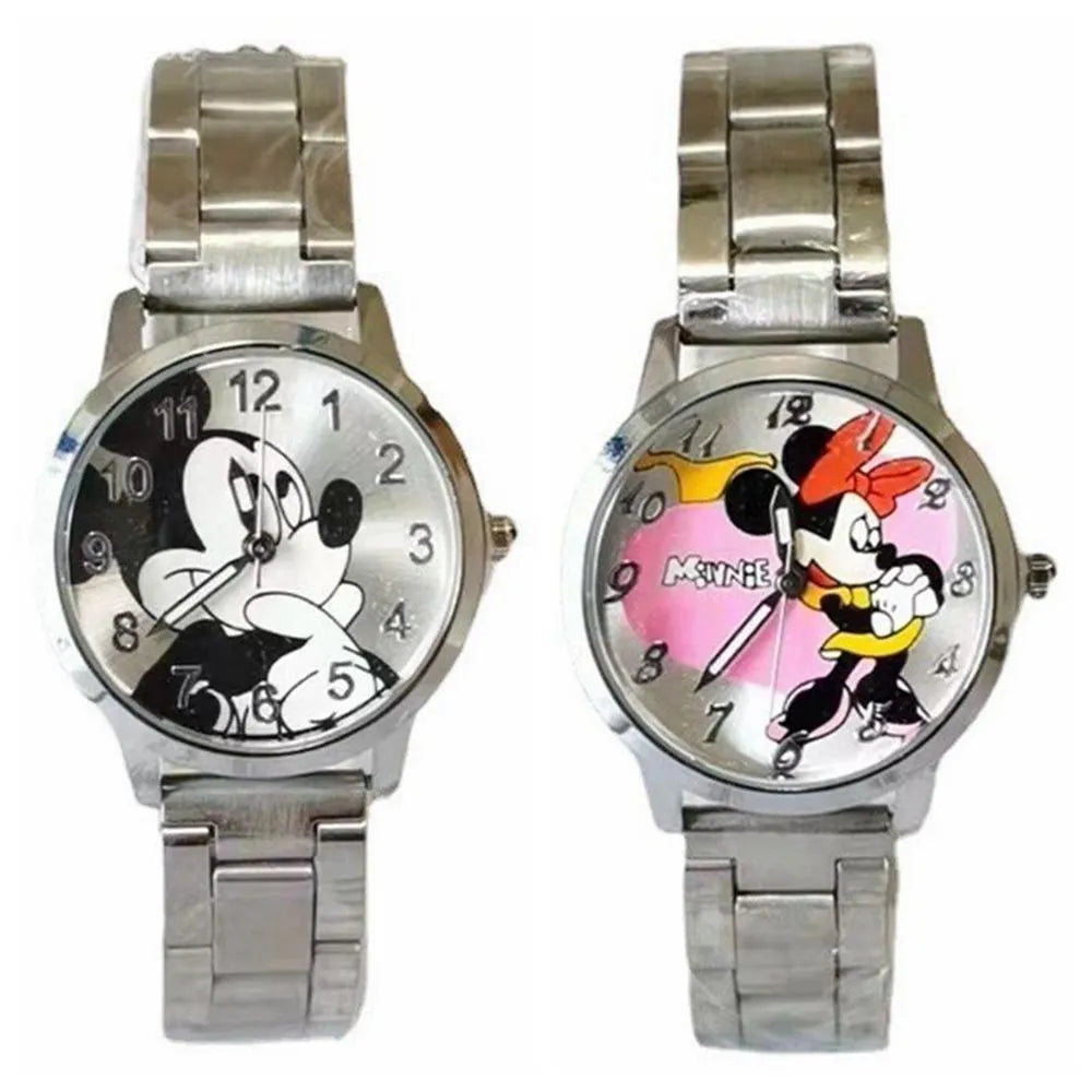 Disney Mickey Mouse Minnie Gold Silver Steel Watch for Kids and Adults