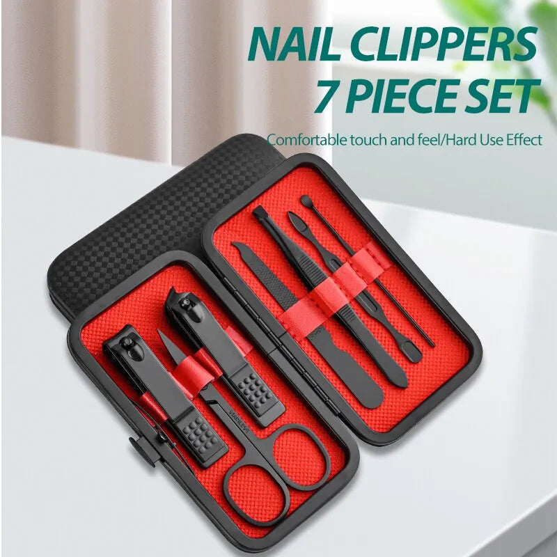 7-Piece Stainless Steel Manicure Kit with Wide Mouth Nail Clipper