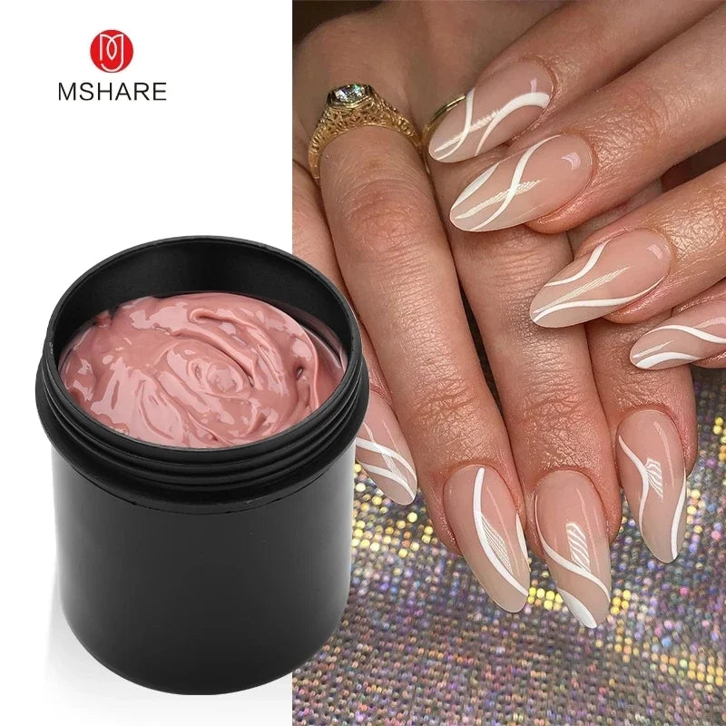 MSHARE 150ml Jelly Gel Builder Nail Extension Gel Cream Medium Soft Cover Shade Pink White Fast Extending UV Nail Hard Gels  beautylum.com   