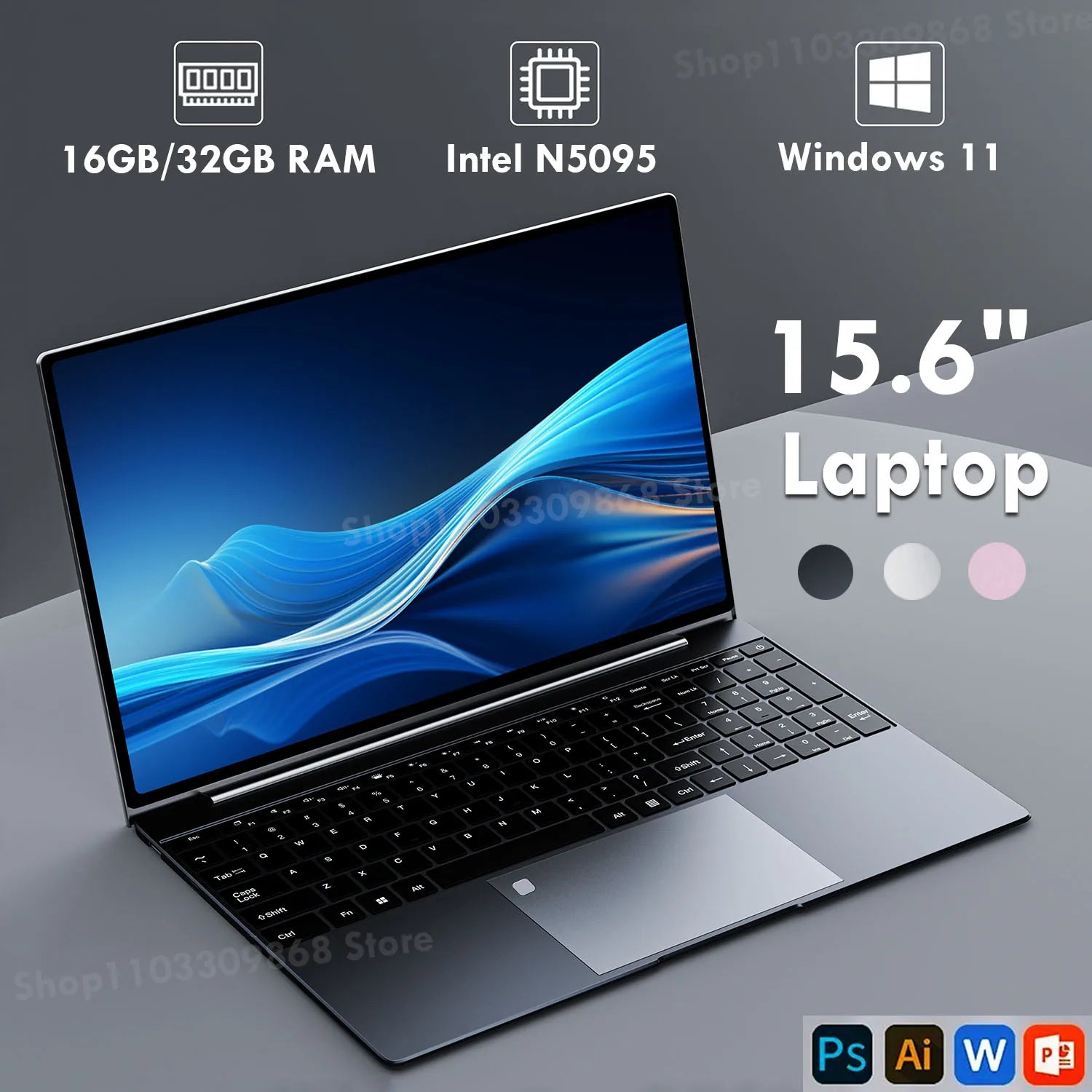2024 Gaming Laptop Computer Windows 11 Intel Celeron N5095 15.6 Inch 1TB SSD Office Computer PC Fingerprint Unlocking Notebook