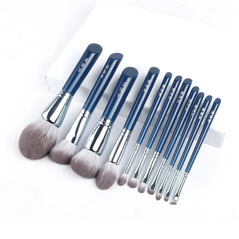 MyDestiny Azure Blue 11pcs Makeup Brush Set&Kit  Super Soft Fiber, High Quality Face&Eye Foundation Eyeshadow  Powder Brush  beautylum.com   