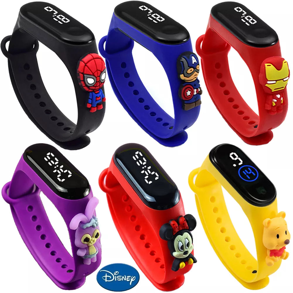 Disney Kids LED Cartoon Watch - Waterproof Digital Timepiece with Fun Design and Easy Operation