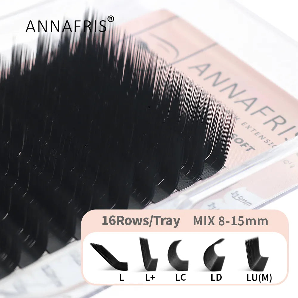 ANNAFRIS L Eyelash,L+/LC/LD/LU(M) Curl Individual Eyelashes Natural Silk Mink Matte Extension False Lashes Faux Cils Maquillage  beautylum.com LC 0.07mm 8mm