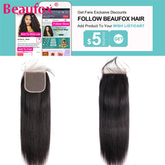 Beaufox Brazilian Straight Lace Closure - Premium Remy Hair