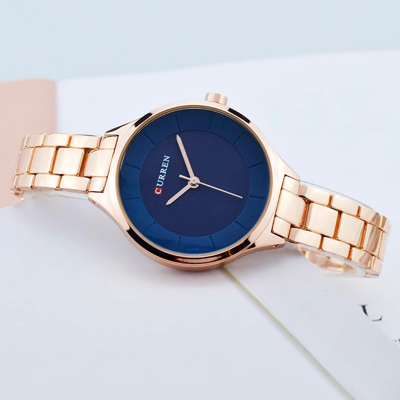 CURREN Rose Gold Women's Quartz Watch - Elegant Timepiece with Stainless Steel Bracelet