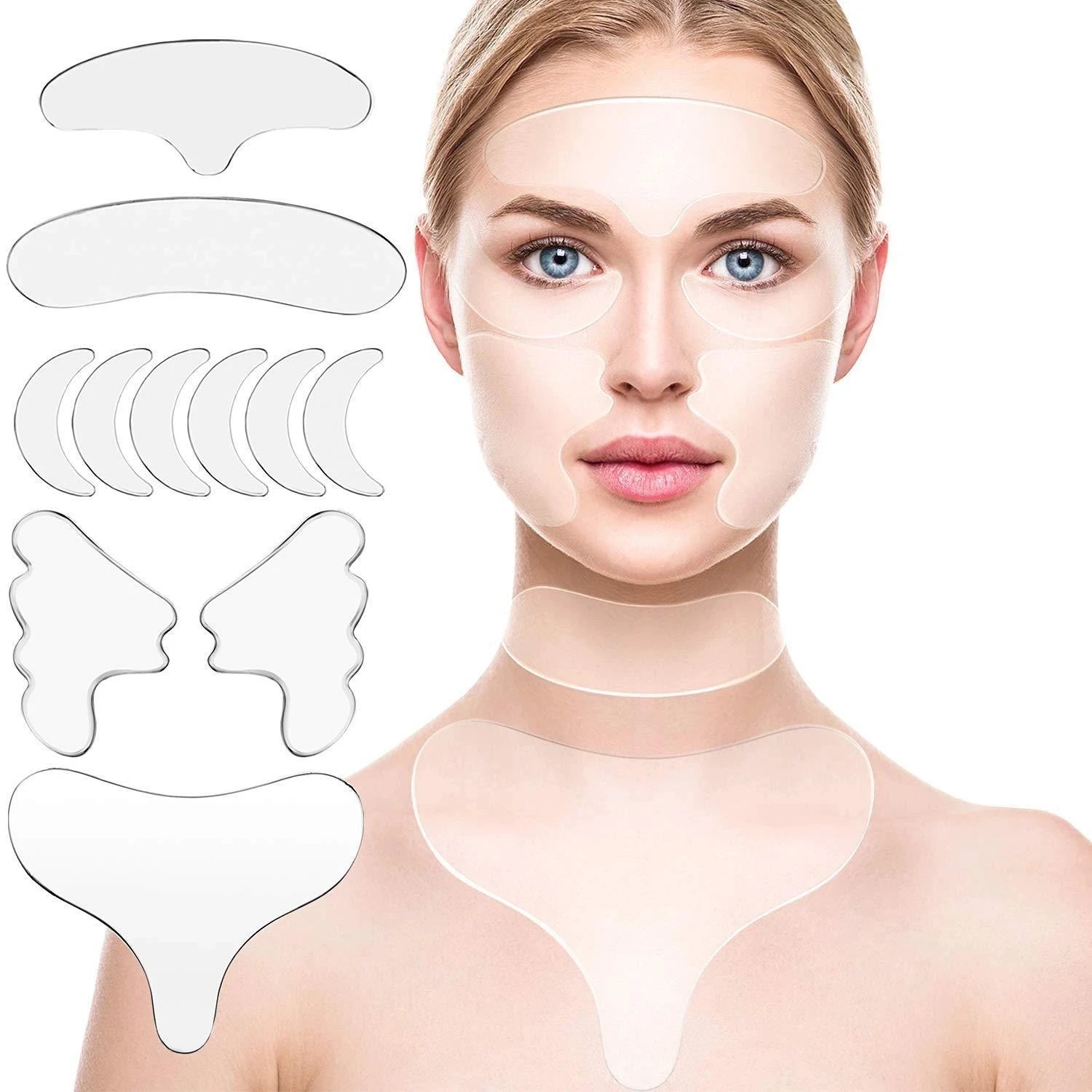 Reusable Anti Wrinkle Eye Chin Forehead Skin Care Pads 100% Medical Grade Silicone Reusable Face Lifting Invisible Patches  beautylum.com   