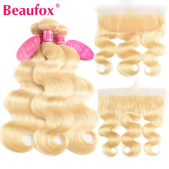Blonde Brazilian Body Wave Hair Bundle Set with Lace Frontal - Premium Quality Hair
