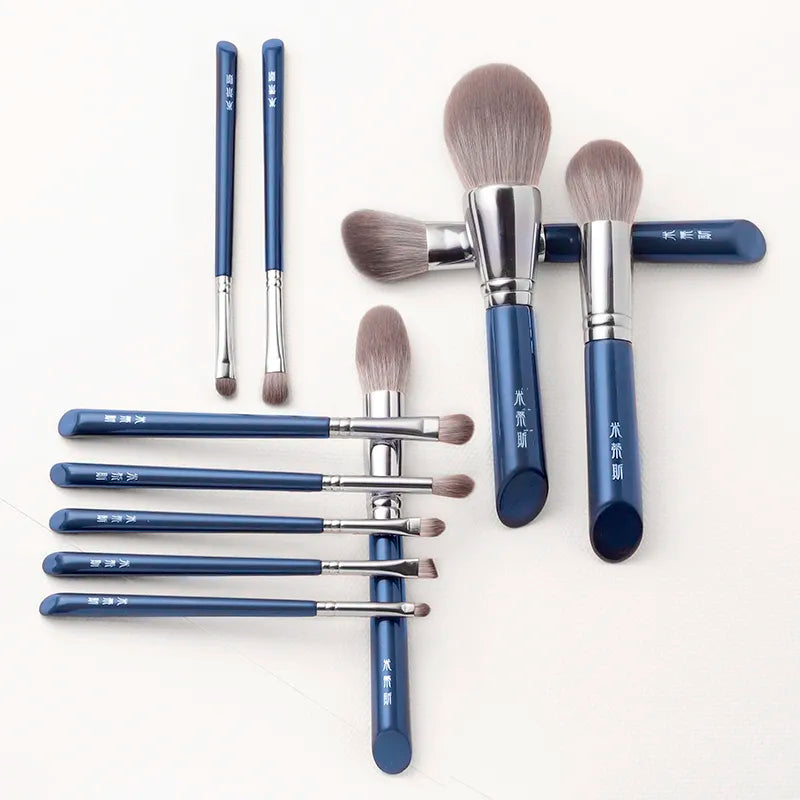 MyDestiny Azure Blue 11pcs Makeup Brush Set&Kit  Super Soft Fiber, High Quality Face&Eye Foundation Eyeshadow  Powder Brush  beautylum.com   