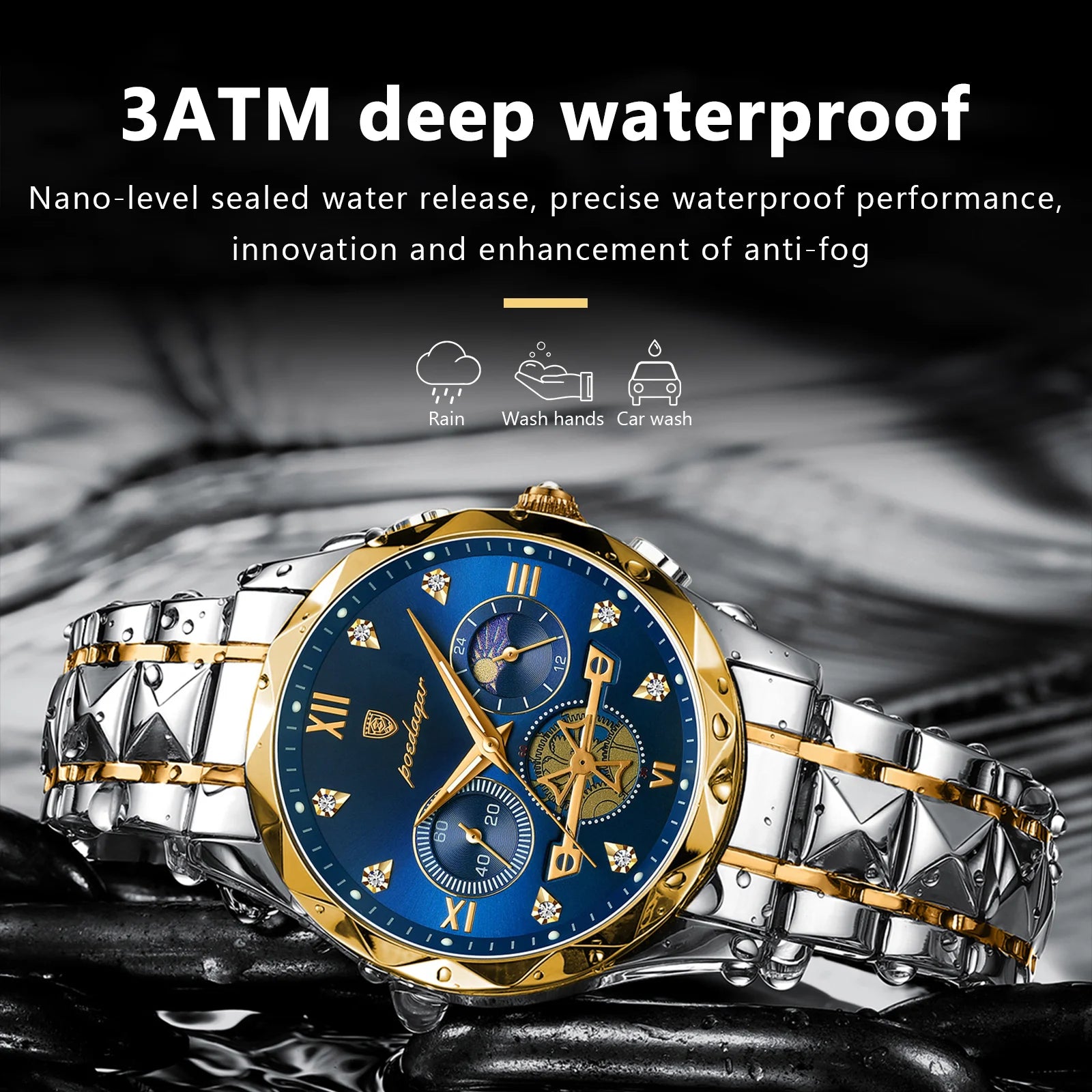 Stylish Stainless Steel Chronograph Watch for Men: Precision Timekeeping & Water Resistance