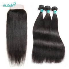 Ali Grace Brazilian Straight Hair Bundle Set with Closure - Premium Quality Weave & Extensions