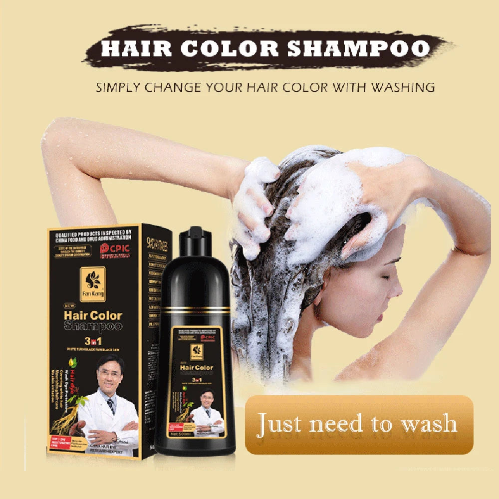 Jet-Black Hair Dye Shampoo: Organic Essence, Premium Color & Nourishment