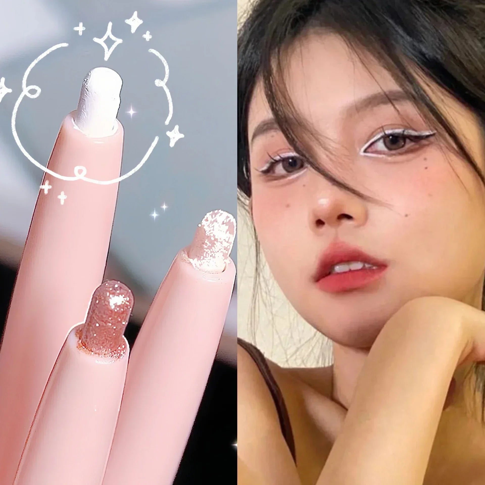 Sequin Eyeshadow Pencil Waterproof Diamond Glitter Highlighter Stick Pearl White Silkworm Eyeliner Pen Korean Makeup Cosmetics  beautylum.com   