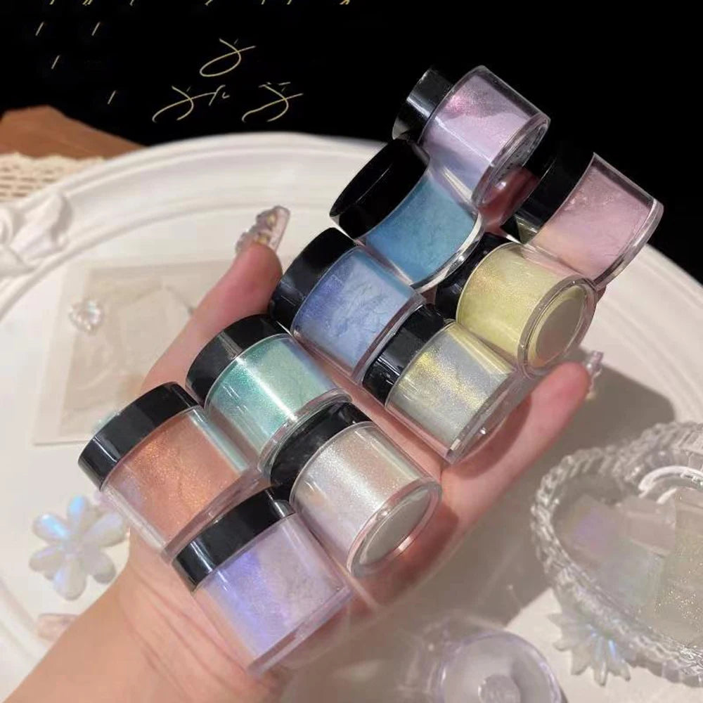 Aurora Rainbow Neon Shimmer Nail Art Powder Kit