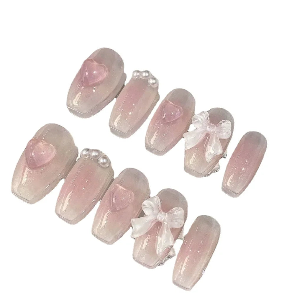 Pink Bow Princess Fake Nails: Charming Y2K Style Upgrade