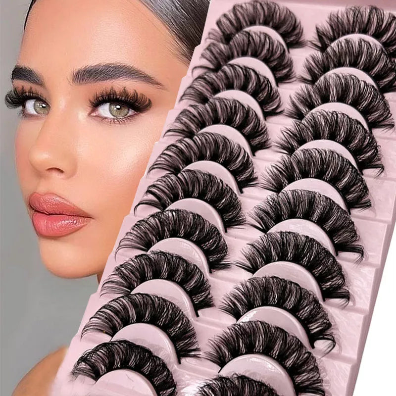 Russian Strip Lashes 10-pairs Fluffy Mink Lashes 3D False Eyelashes Russian Volume Eyelashes Fake Eyelashes Giveaway Makeup  beautylum.com   