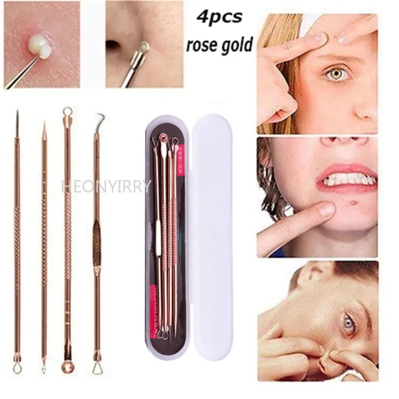 4PCS Acne Blackhead Comedone Black Spot Pimple Blemish Remover Skin Care Women Beauty Acne Treatment Pore Cleanser Needle Hook  beautylum.com   