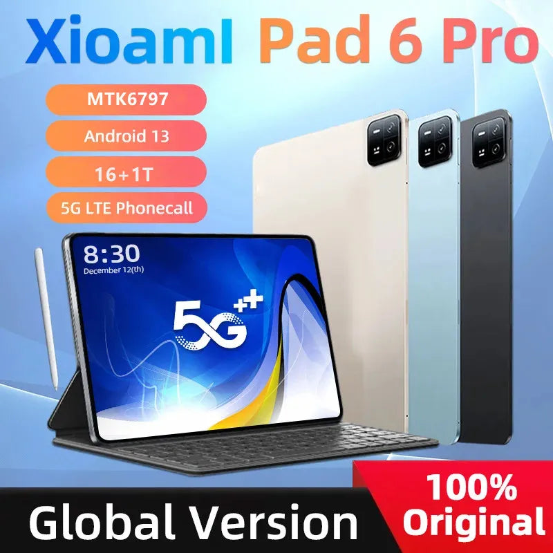 2024 Original Global Version Pad 6 Pro  Tablet Android 13 16GB+1TB MTK6797 10000mAh Tablet PC 5G Dual SIM Card WIFI HD 4K Mi Tab
