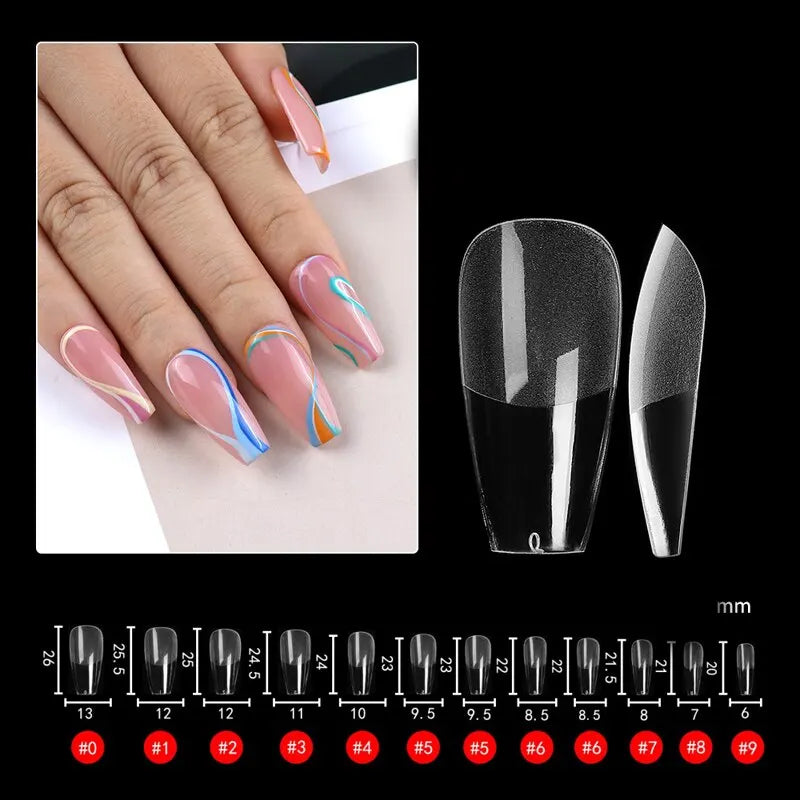Press on False Nails Fake Nails Coffin Semi Frosted Full Cover Mid Length Nail Tips Art Accessories Tool For 240pcs Each Bag  beautylum.com   