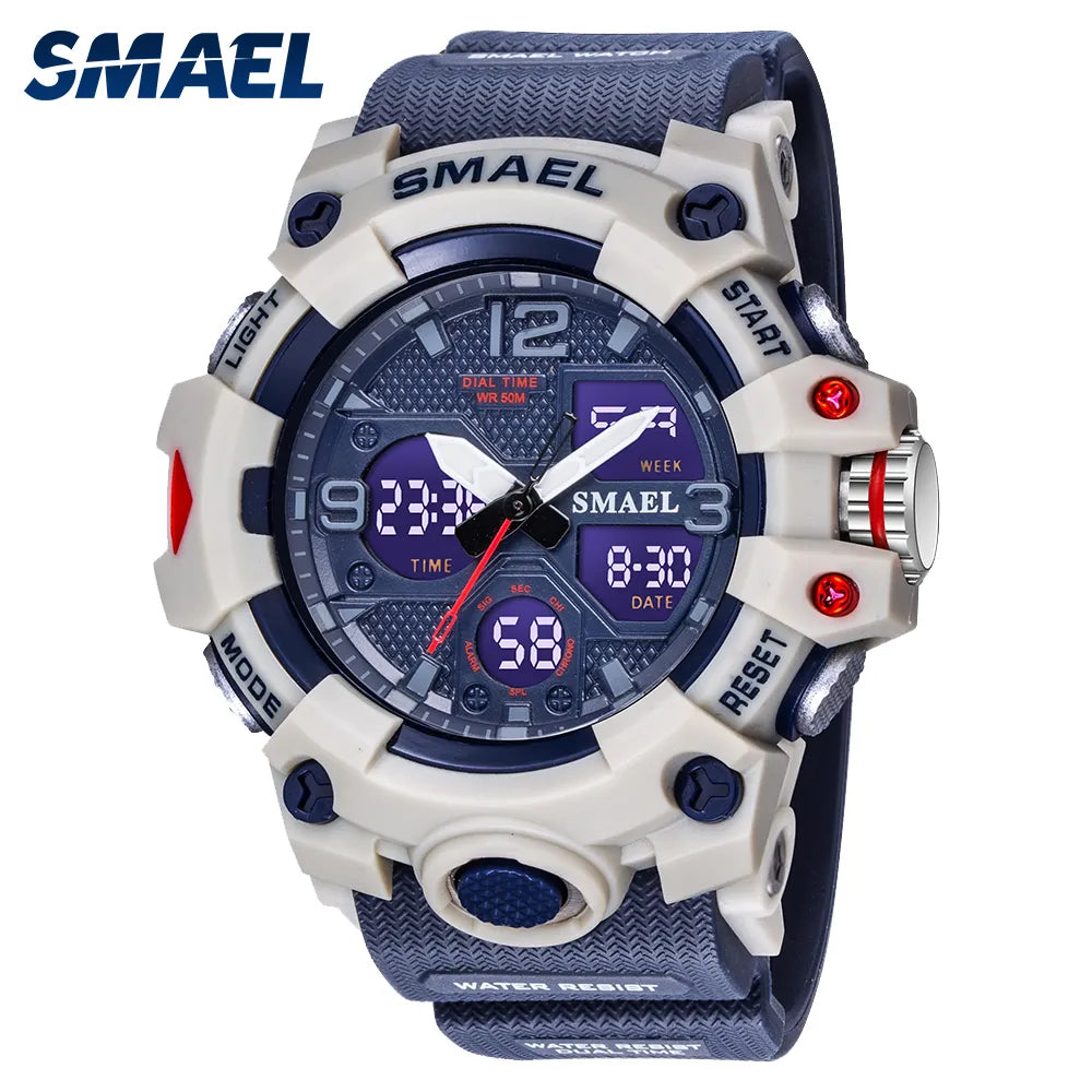 SMAEL Sport Watch Military 8008: Alarm Stopwatch LED Dual Time Waterproof Men's Watch