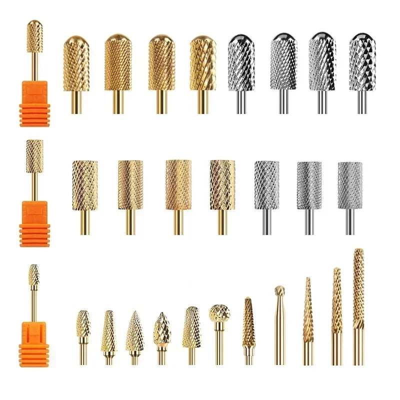 Golden Carbide Nail Drill Set: Precision Care Kit for Nails & Dental