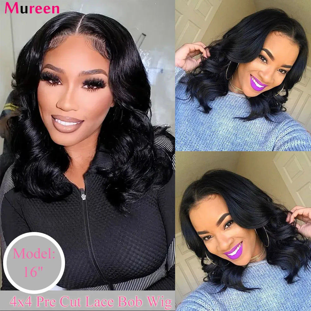 Body Wave Bob Wig with Lace Closure - Premium Human Hair - Easy Style Wig