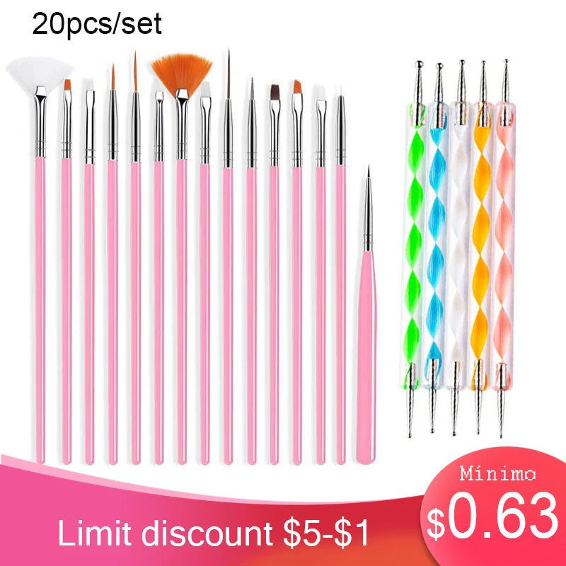 Nail Brushes Set Professional Nail Supplies For Acrylic UV Gel Drawing Dotting Manicure Nail Art Design Tools Makeup Accessorie  beautylum.com   