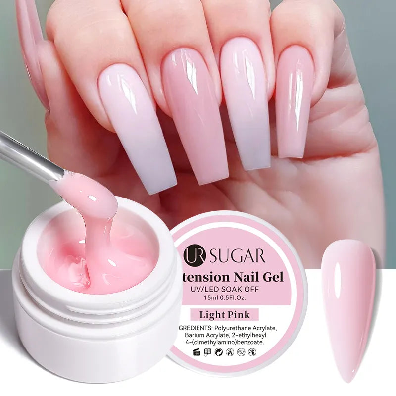 Milky Pink Jelly Nail Gel Polish 15ml - UV/LED Soak Off Varnish Kit