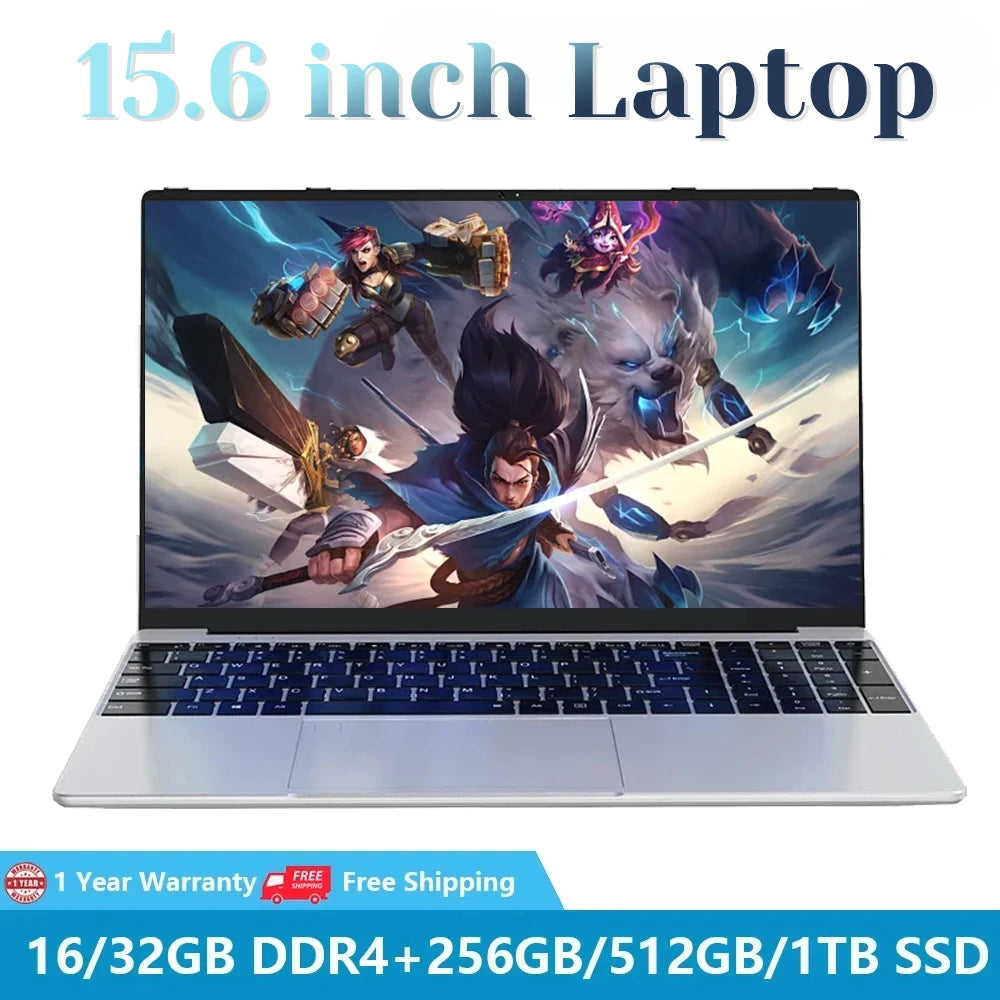 2024 Gaming Laptops Windows 11 Woman Study Notebook Netbook 15.6 Inch 12th Gen Intel Alder N95 32GB DDR4 2TB WiFi Ultrabook