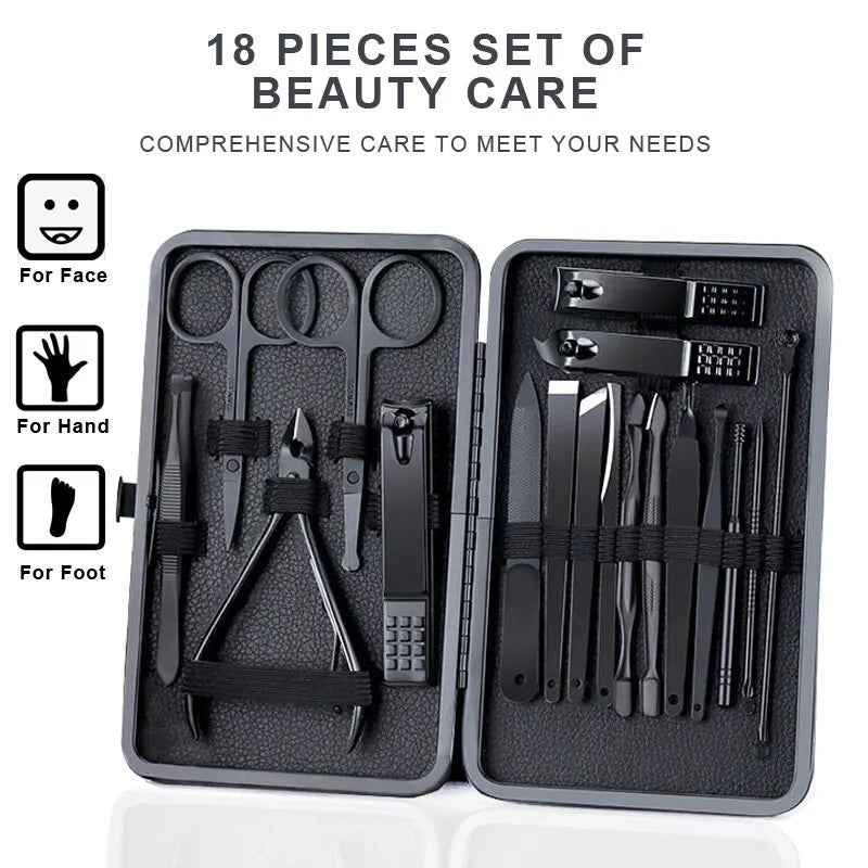 7or 18pcs Manicure Cutters Nail Clipper Set Household Stainless Steel Ear Spoon Pedicure Scissors Tool For Beauty  beautylum.com   