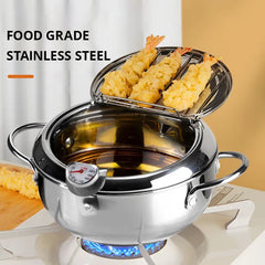 Stainless Steel Oil Fryer with Thermometer and Cover: Versatile and Durable Choice