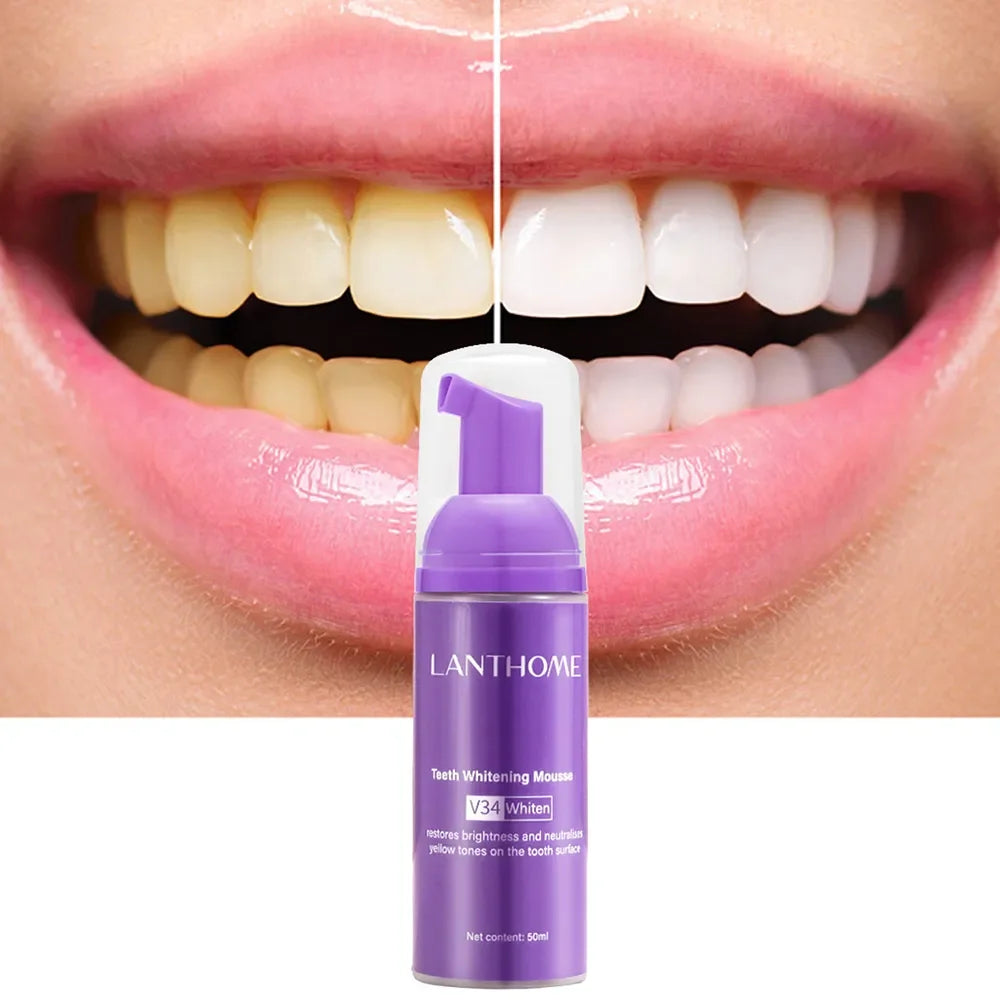 Teeth Whitening Mousse: Deep Cleaning & Stain Repair with Fresh Breath Boost