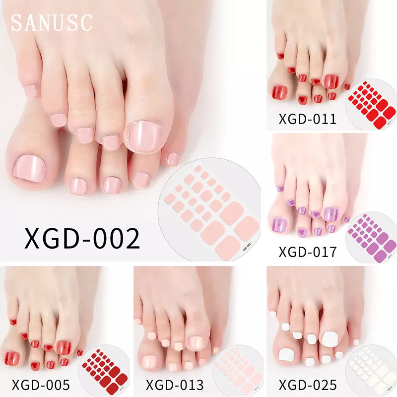 Summer Style 22tips Nail Stickers DIY Artificial Soild Color Toe Nails for Design Full Cover Foot Nail Art Decoration Stickers  beautylum.com   