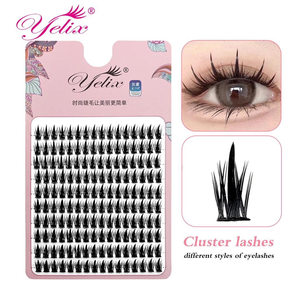 Yelix 160 clusters anime lashes Cosplay lash clusters wispy japanese makeup spikes eyelashes strands eyelash  beautylum.com   