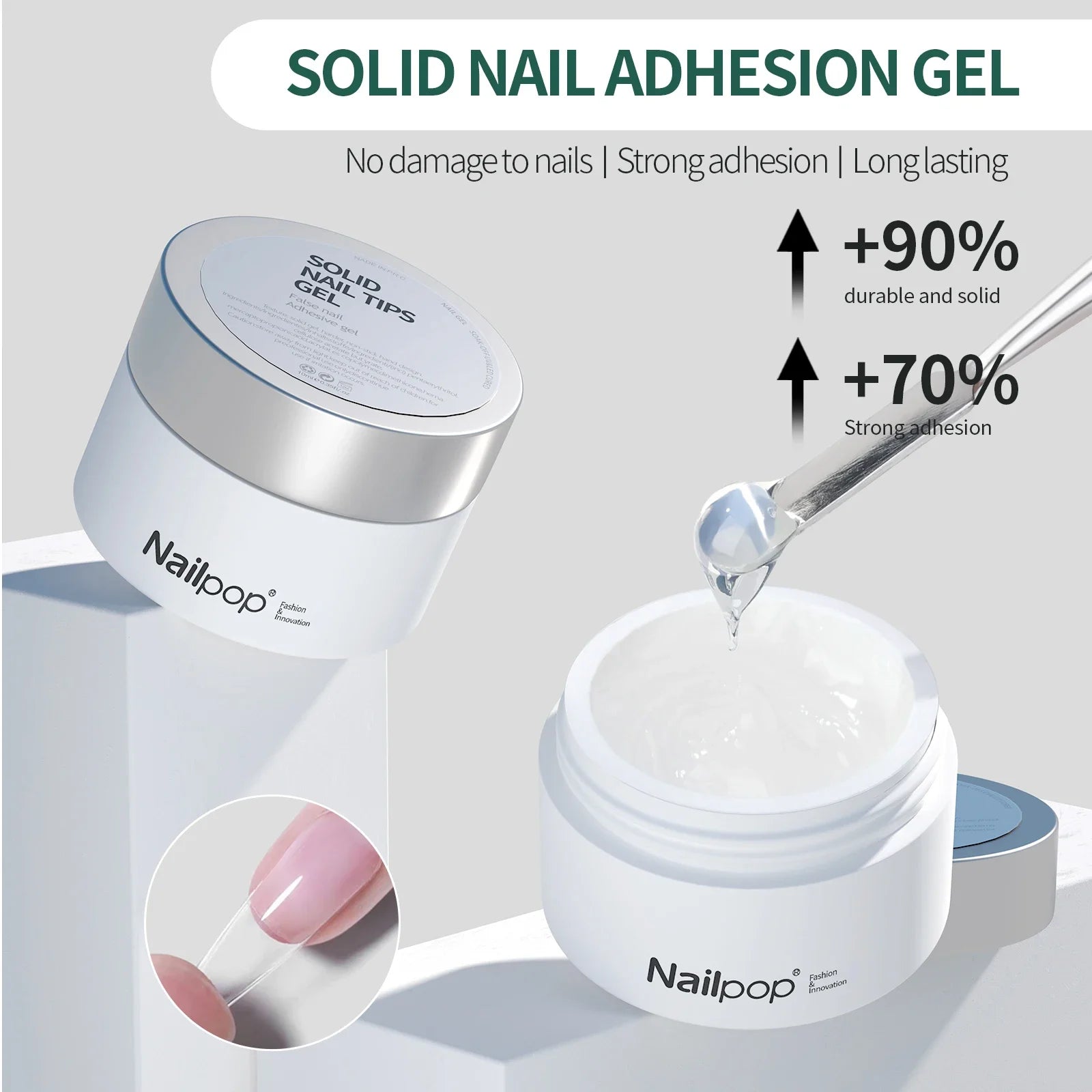 Nailpop Solid Nail Patch Gel Easy Stick Gummy Adhesive Bond UV Glue For American Pose Capsule Tips Strong Adehesion 10ml  beautylum.com   