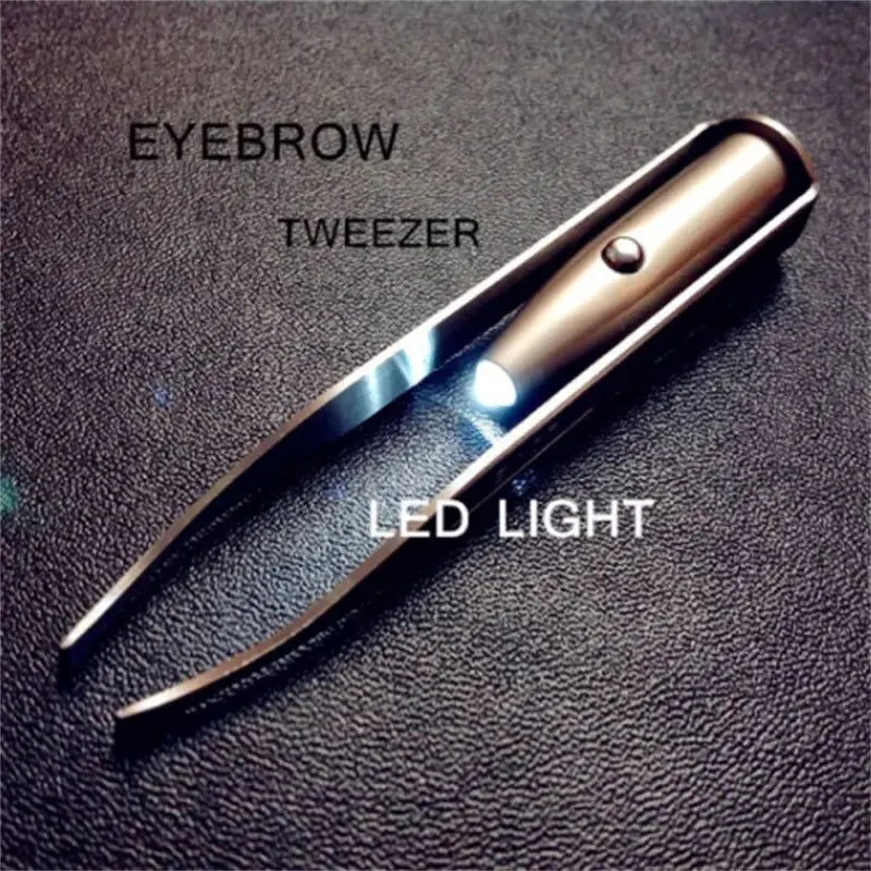1pc Portable Stainless Steel Smart Design Eyebrow Hair Remove Tweezer With LED Light Makeup Tool  beautylum.com   