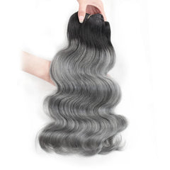 Ombre Black to Grey Body Wave Remy Hair Extensions - Silvery Charm