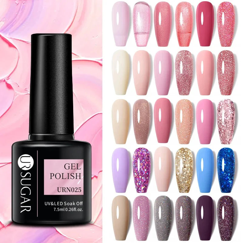 Pink Glitter Sequin Gel Nail Polish - Shimmering Manicure Varnish for Glamorous Nails