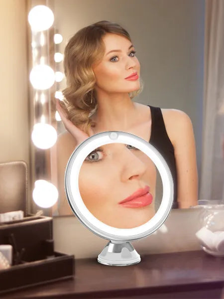 LED Makeup Mirror with Touch Screen - Portable and Battery Operated