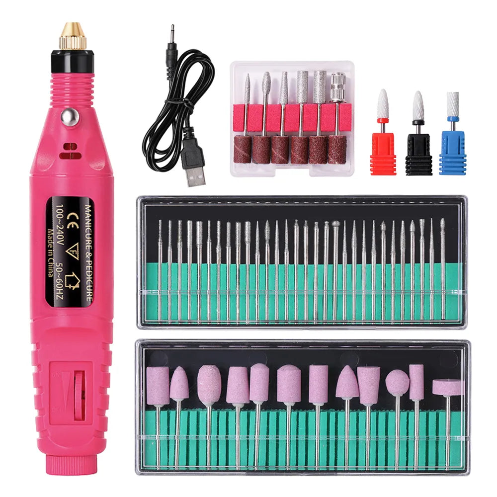 HALAIMAN Electric Nail Drill Machine Set Pedicure Grinding Equipment Mill For Manicure  Professional Strong Nail Polishing Tool  beautylum.com   