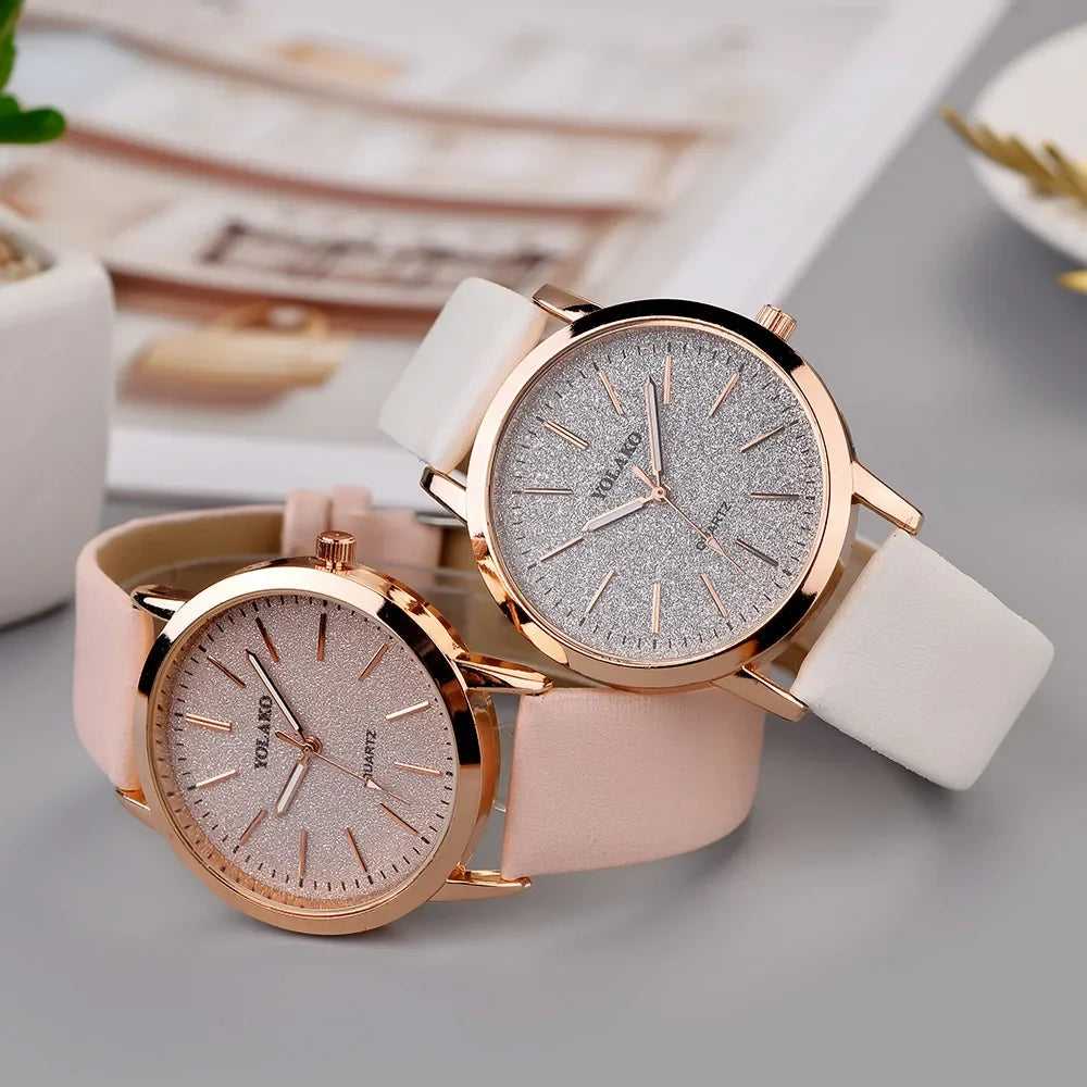Elegant Leather Quartz Watch: Stylish Timepiece for Women