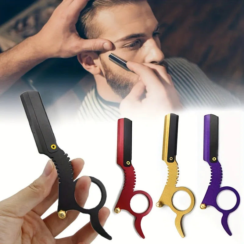 Thumb Stainless Steel Old Fashioned Razor Eyebrow Hair Shaving Tool Face Cleaning Scissors Holder Without Blade Safety Razor  beautylum.com   
