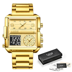 Luxury Triple Time Men's Quartz Watch: Sophisticated Sport Wristwatch