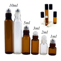 Amber Glass Roll-On Bottles for Essential Oils: Convenient Roller Ball Set