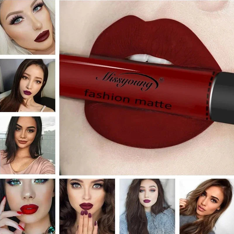 New Brand Makeup Lipstick Matte Lipstick Brown Nude Chocolate Color Liquid Lipstick Lip Gloss Matte Batom  beautylum.com   
