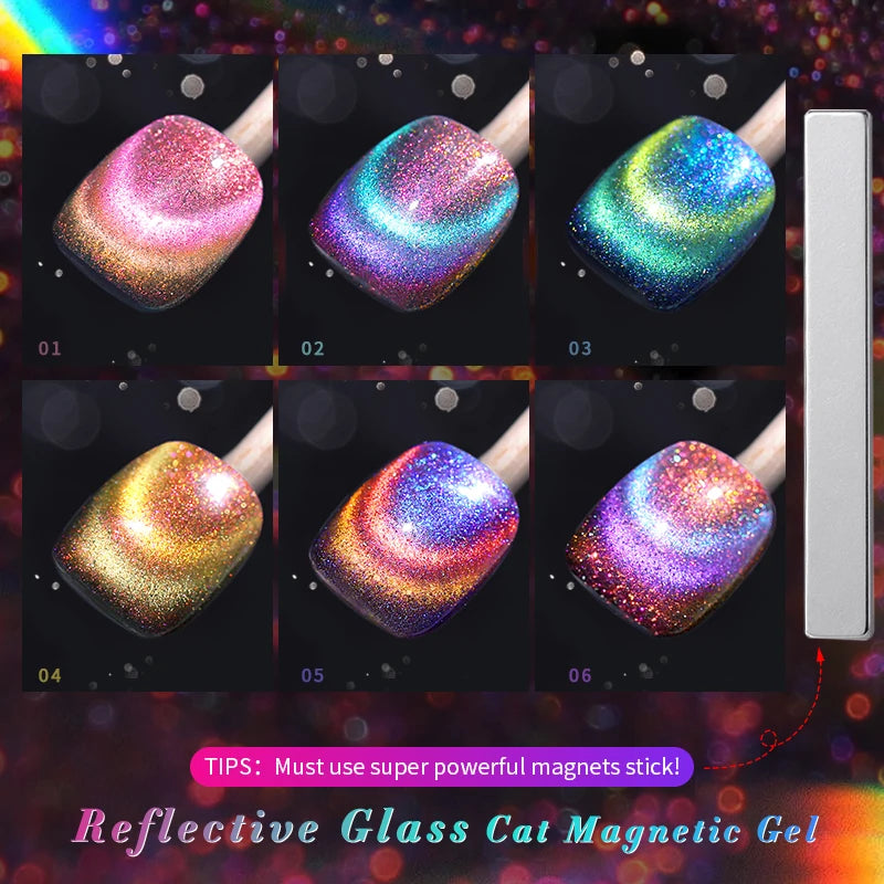 Rainbow Cat Eye Magnetic Gel Polish: Dazzling Color Shifting Varnish