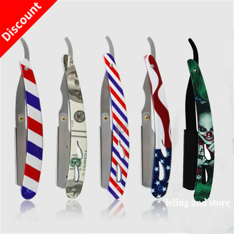 Colourful Professional Manual Shaver Straight Edge Stainless Steel Sharp Barber Razor Folding Shaving Beard Cutter Wholesale  beautylum.com   