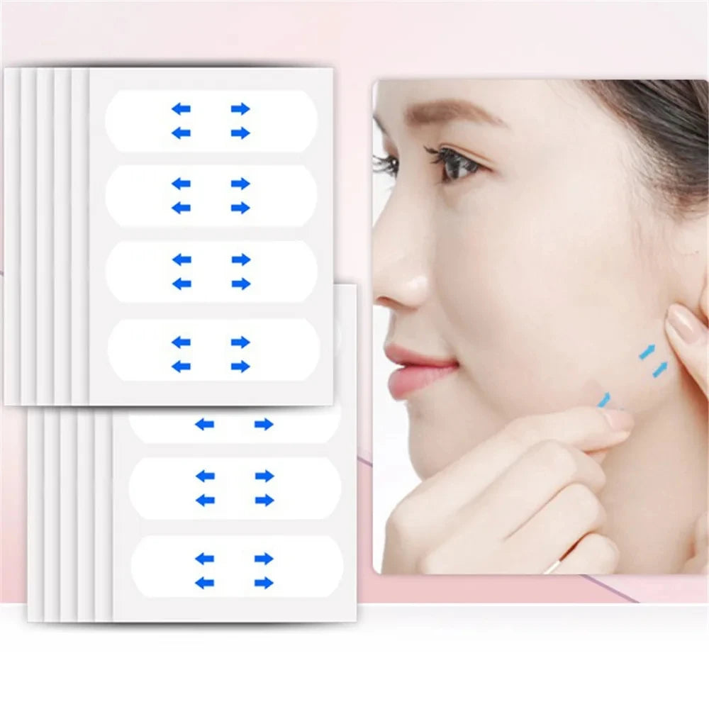 Yoxier 40Pcs/10Sheets/Pack Waterproof V Face Makeup Adhesive Tape Invisible Breathable Lift Face Sticker Lifting Tighten Chin  beautylum.com   